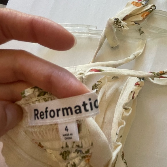 Reformation Cream Floral Sundress with Red, Yellow & Green Accents - Picture 5 of 5